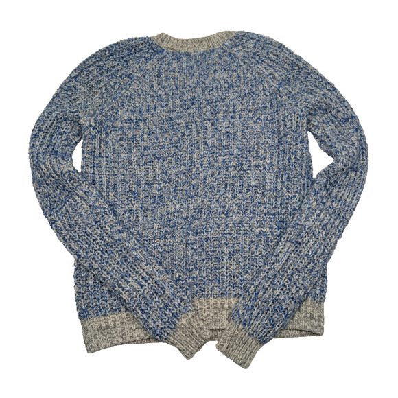 Abercrombie & Fitch Women's Sweater Size Small Blue Gray Pullover Striped Crew - Picture 5 of 6